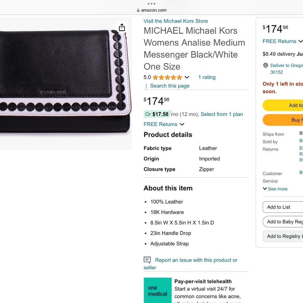 New Michael Kors Leather Crossbody polkadot Bag Purse NWT Black White silver dot - Picture 12 of 12